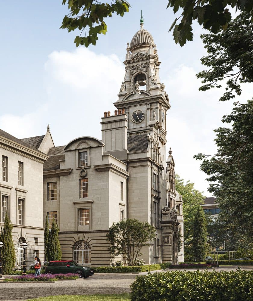 County Hall Kingston — the former county courthouse restored by London Square, Portland stone façade and clock tower
