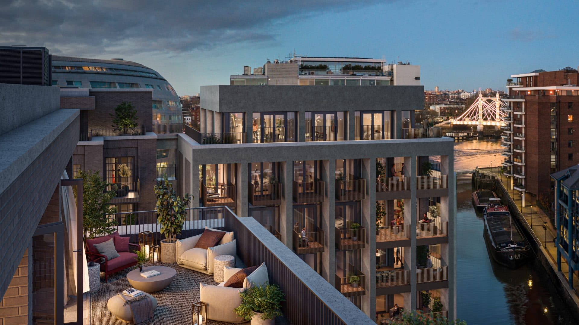 Ransome's Wharf — dockside residences on the Thames at Battersea, SW11