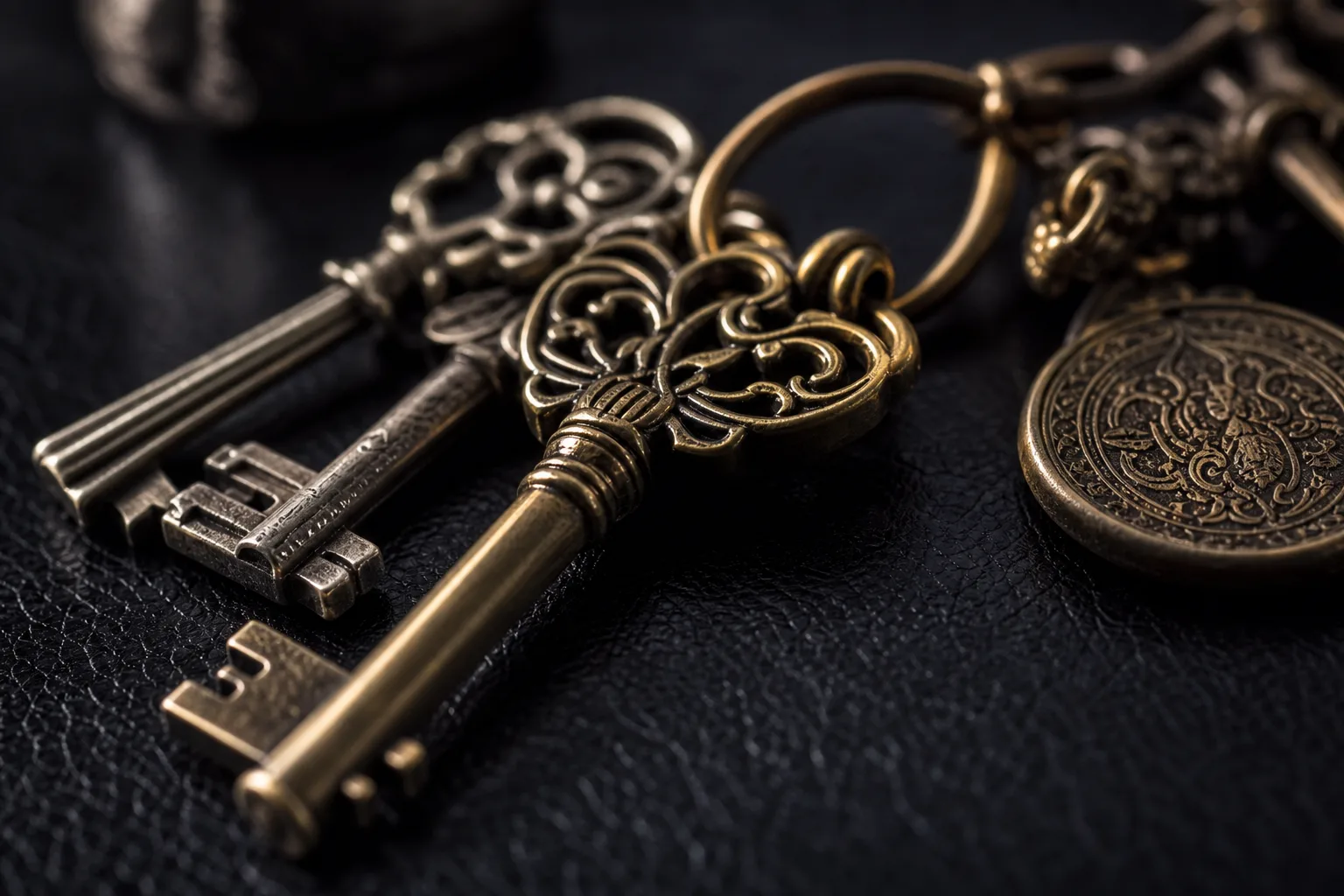 Keys on leather desk — property management stewardship